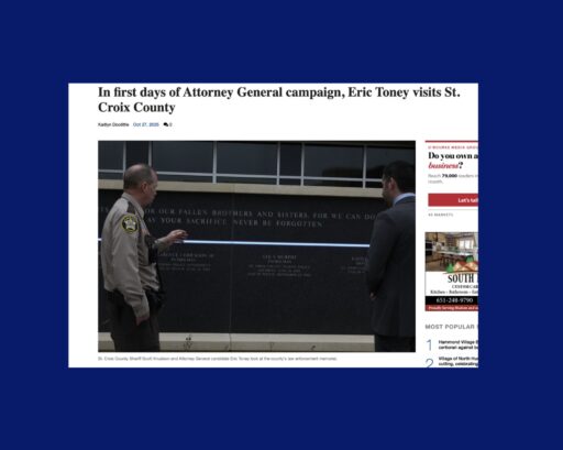 In first days of Attorney General campaign, Eric Toney visits St. Croix County